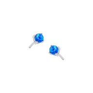 Biżuteria dla dzieci - Srebrne kolczyki 925 Kamień Niebieski Opal 4mm sztyft - miniaturka - grafika 1