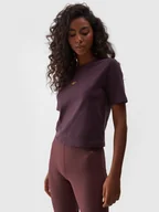 Koszulki sportowe damskie - Damski t-shirt crop-top 4F 4FWAW24TTSHF1701 - fioletowy - miniaturka - grafika 1