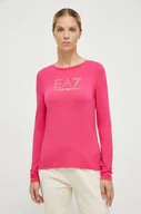 Bluzki damskie - EA7 Emporio Armani longsleeve damski kolor różowy - miniaturka - grafika 1