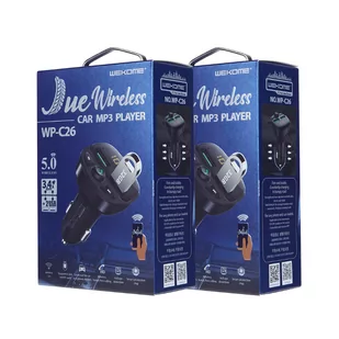 WEKOME WP-C26 - Transmiter FM Bluetooth / MicroSD / 2x USB-A + ładowarka samochodowa 17W (Czarny) - Transmitery FM - miniaturka - grafika 2