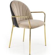 Krzesła - Halmar Krzesło K500 Złoty/Beżowy Kuchnia/Jadalnia/Salon Glamour - miniaturka - grafika 1