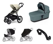 Wózki dziecięce - Wózek miejski Thule Urban Glide 4-wheel Soft beige + Bassinet Mid blue SET 5in1 - miniaturka - grafika 1