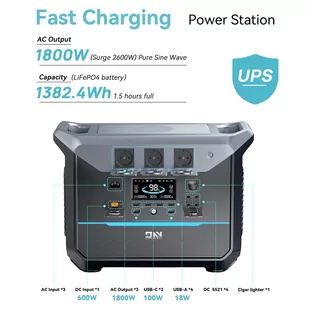 DaranEner NEO1500Pro Portable Power Station,1382Wh LiFePO4 Battery Solar Generator, 1800W AC Output, 14 Ports - Akumulatory ogólnego zastosowania - miniaturka - grafika 2