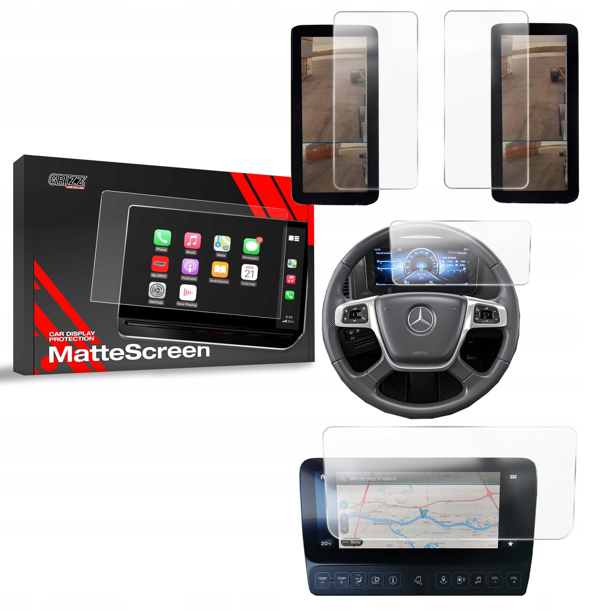 GrizzGlass Folia matowa CarDisplay Protection do Mercedes Actros 2019-2024 [4w1]