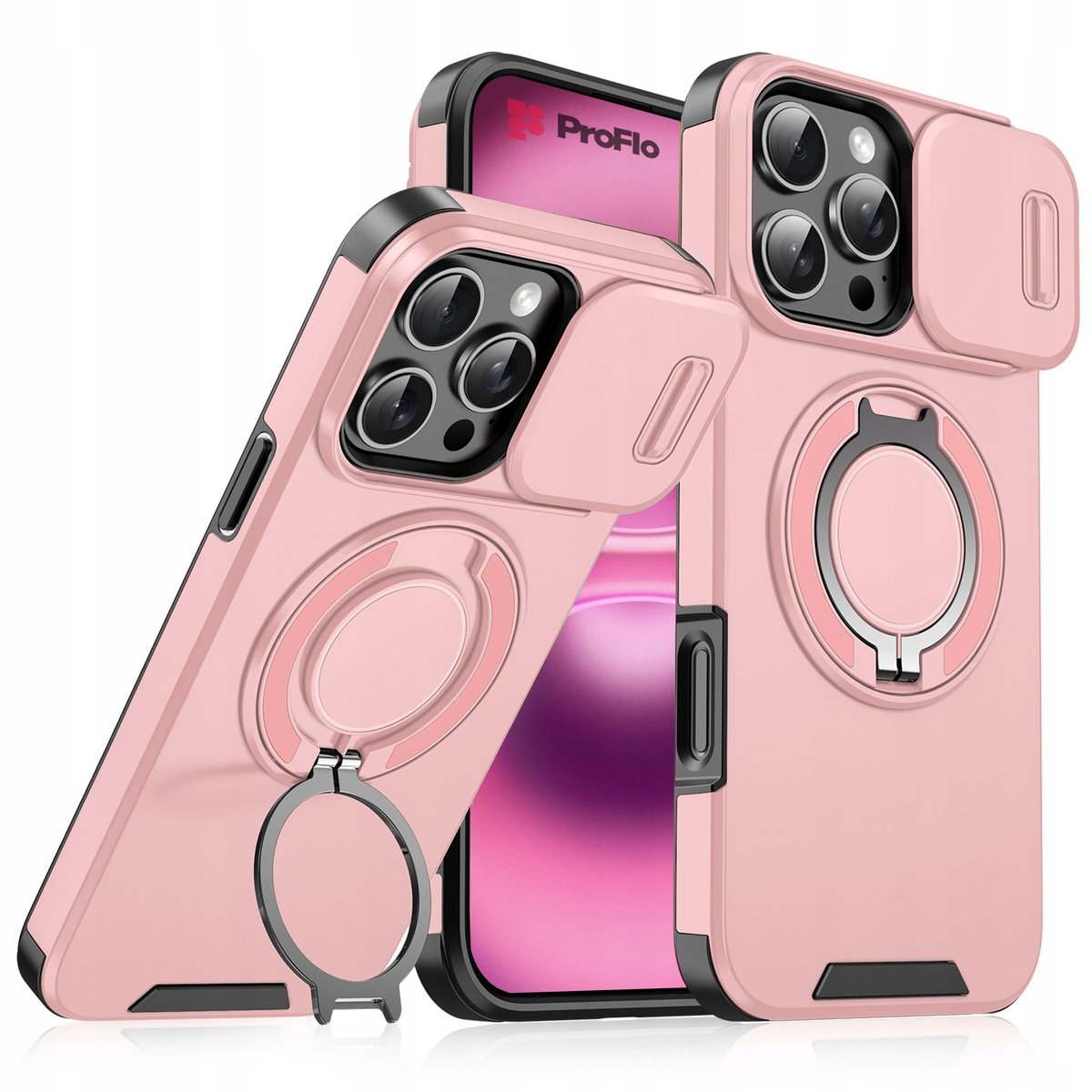 Etui do iPhone 14 Pro Różowe Pancerne Osłona Aparatu do MagSafe Case Różowy