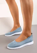 Trampki damskie - Niebieskie Płaskie Tenisówki Zdobione Cyrkoniami Lomadia - miniaturka - grafika 1