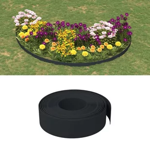 vidaXL Obrzeża ogrodowe, 3 szt., czarne, 10 m, 15 cm, polietylen - Ogrodzenia - miniaturka - grafika 1