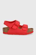 Buty dla chłopców - Birkenstock sandały dziecięce kolor czerwony - miniaturka - grafika 1