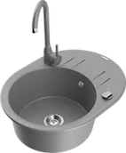 Zlewozmywaki z baterią - Mexen Kevin zlewozmywak granitowy 1-komorowy z ociekaczem i baterią kuchenną Telma, szary - 6517-71-670200-71 - miniaturka - grafika 1