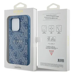 Etui Guess GUHMP14XG4GFRB Apple iPhone 14 Pro Max hardcase 4G Collection Leather Metal Logo MagSafe niebieskie/blue - Etui i futerały do telefonów - miniaturka - grafika 9