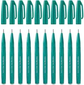 Długopisy - Pentel Pędzelek SES15C-12 długopis z końcówką z włókna 10 turkusowy - miniaturka - grafika 1