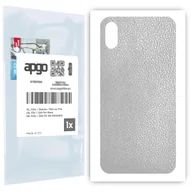 Folie ochronne do telefonów - Folia naklejka skórka strukturalna na TYŁ do Apple iPhone XS -  Skóra Srebrna - apgo SKINS - miniaturka - grafika 1