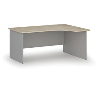 Biurko narożne PRIMO GRAY, 1600 x 1200 mm, prawe, szary/dąb naturalny - Biurka - miniaturka - grafika 1