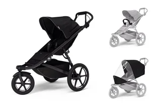Wózek sportowy Thule Urban Glide 3 Black + Pałąk bezpieczeństwa + Osłona przeciwdeszczowa - Wózki dziecięce - miniaturka - grafika 1