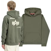 Odzież taktyczna i umundurowanie - Alpha Industries Bluza z kapturem Label Backprint Hoodie 258333 142 - Ciemnooliwkowa - miniaturka - grafika 1