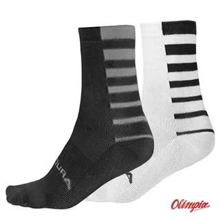 Skarpetki męskie - Skarpety Endura Coolmax Stripe Socks Black (2 pary) - grafika 1