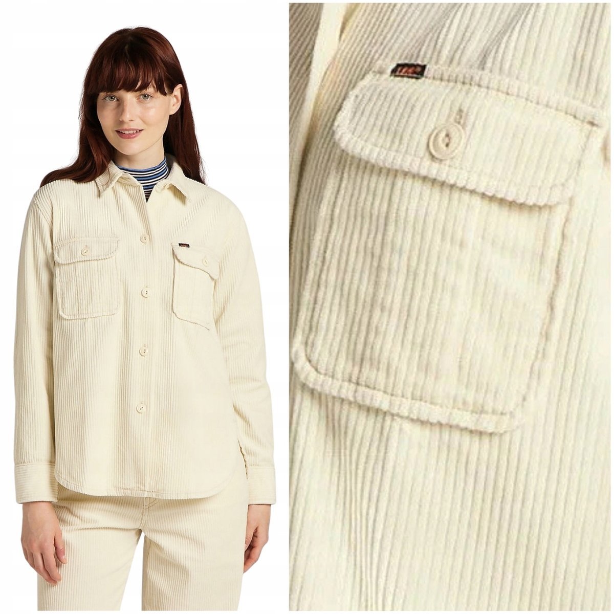 Lee OVERSHIRT Shark Tooth kremowa sztruksowa koszula kurtka katana damska M