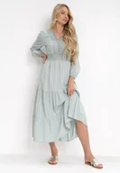 Sukienki - Zielona Rozkloszowana Sukienka z Koronką Brightyn - miniaturka - grafika 1