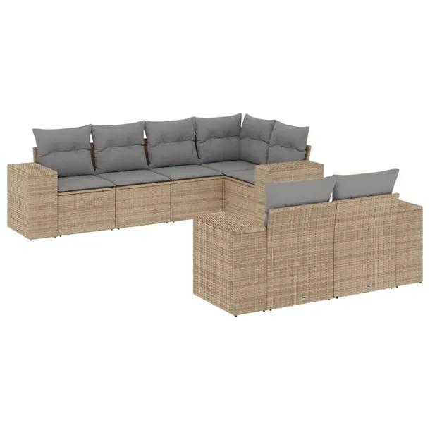 Zestaw mebli ogrodowych modułowych beżowy rattan PE 62 x 62 x 69 cm