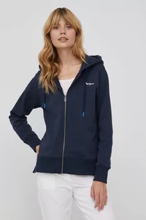 Bluzy damskie - Pepe Jeans bluza bawełniana Calista damska kolor granatowy z kapturem z nadrukiem - grafika 1