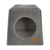 Budy dla psów - Recobed Budka 2 w 1 Welurowe szary - miniaturka - grafika 1