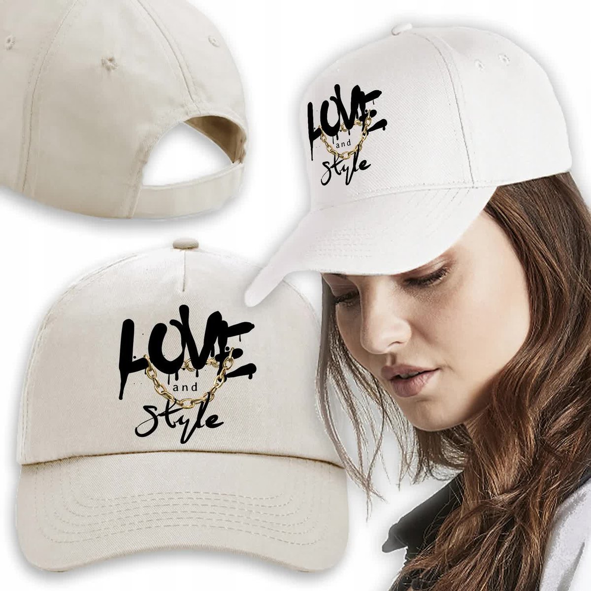 CZAPKA Beżowa SAND Daszek Na Wiosnę LOVE STYLE Wz