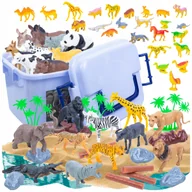 Figurki dla dzieci - DUŻY ZESTAW FIGURKI ZWIERZĄT ZWIERZĘTA ZOO SAFARI FARMA AKCESORIA SKRZYNKA - miniaturka - grafika 1