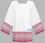 Szaty liturgiczne - Komża kapłańska z gipiurą 20 cm - amarant - miniaturka - grafika 1