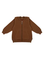 Bluzy dla chłopców - Chłopięca bluza bomberka ze stójką brązowa Nicol,r.134 - miniaturka - grafika 1