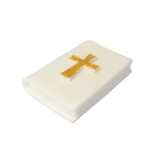 Książka 3D Komunijna ze złotym krzyżykiem dekoracja cukrowa - Dodatki do ciast w proszku - miniaturka - grafika 1