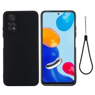 Etui i futerały do telefonów - Dla Xiaomimi Note 11S 4Gmi Note 11 4G (Qualcomm) Płynne etui na telefon Jedwabiście miękka osłona z paskiem Czarny Style A Xiaomi Redmi Note 11S - miniaturka - grafika 1