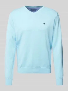 Sweter z dzianiny z wyhaftowanym logo - Swetry męskie - miniaturka - grafika 1