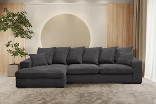 Sofa w kształcie L GABON narożnik z funkcją spania Zoom grafitowy lewy - Narożniki - miniaturka - grafika 1