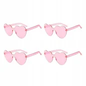Okulary przeciwsłoneczne - Okulary przeciwsłoneczne w różowe serduszka wieczór panieński 4 szt - miniaturka - grafika 1