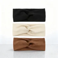 Ozdoby do włosów - TEMU 3-pak Damskie Zimowe Opaski do Włosów - Miękkie Elastyczne Chustki z, Brązowa, Granatowa, Bordowa, Złota, Zielona, Fioletowa, Różowa, Czerwona, - miniaturka - grafika 1