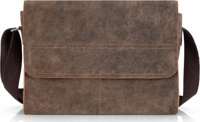 Solome BRĄZOWA SKÓRZANA TORBA LISTONOSZKA NA RAMIĘ SOLOME BLACKROCK