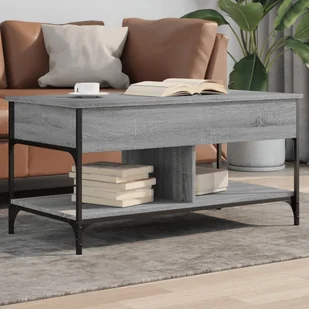 Stolik kawowy szary Sonoma 100x50x50 cm materiał drewnopochodny i metal - Ławy i stoliki kawowe - miniaturka - grafika 1