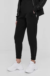 Spodnie damskie - BOSS Spodnie bawełniane damskie kolor czarny proste high waist - grafika 1