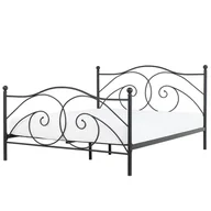 Łóżka - Beliani Łóżko czarne 180 x 200 cm metalowe ze stelażem DINARD - miniaturka - grafika 1