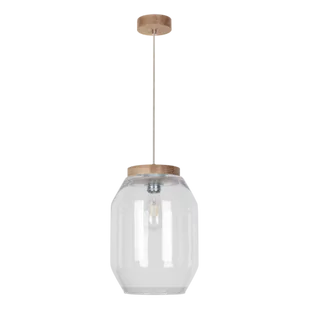 Britop Loftowa LAMPA wisząca VASO 169010174 szklana OPRAWA skandynawski ZWIS słoik przezroczysty drewno przezroczysty drewno - Lampy sufitowe - miniaturka - grafika 1