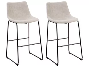 Beliani Zestaw 2 krzeseł barowych beż FRANKS - Krzesła - miniaturka - grafika 1