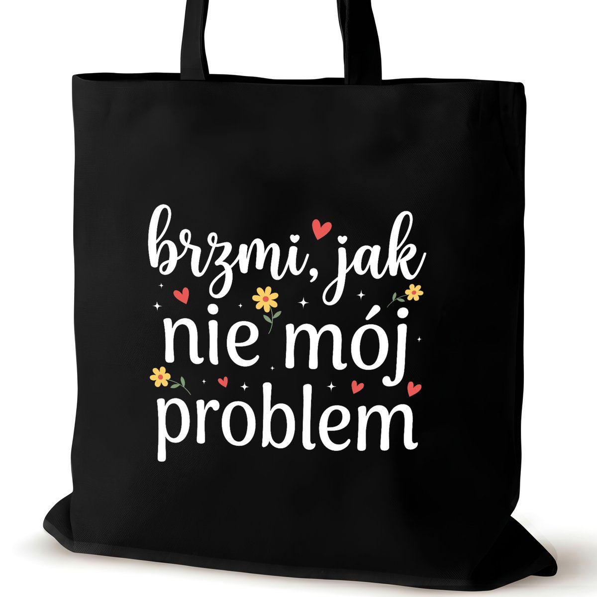 Czarna torba bawełniana dla VIRAL na ramię zakupowa napisem śmieszna