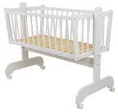 Łóżeczka i kojce - Kołyska niemowlęca Karol BIAŁA 90X40 cm bujany kosz drewno sosnowe kółka - miniaturka - grafika 1