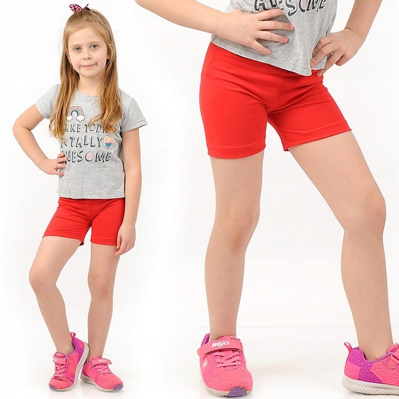 Krótkie spodenki Legginsy 1/2 Kolarki Dziecięce Getry Szorty Czerwone 86