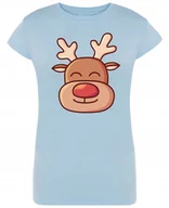 Koszulki i topy damskie - Świąteczny T-Shirt damski kolorowy Rudolf Renifer Prezent S - miniaturka - grafika 1