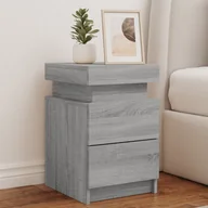 Szafki nocne - vidaXL Szafka nocna z oświetleniem LED Szara Sonoma 35x39x55 cm - miniaturka - grafika 1