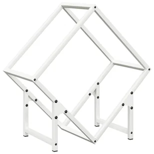 vidaXL Stojak na drewno opałowe, biały, 50x25x50 cm - Wózki magazynowe - miniaturka - grafika 1