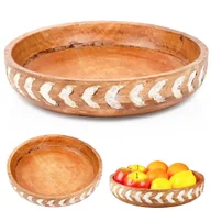 Miski i półmiski - MISKA DREWNIANA DO SERWOWANIA PRZEKĄSEK SAŁATEK NA OWOCE 30.5CM 2.5L VILDE 259690 - miniaturka - grafika 1