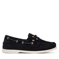 Mokasyny damskie - Mokasyny Tommy Hilfiger Hilfiger Suede Boat Shoe FW0FW09338 Granatowy - miniaturka - grafika 1
