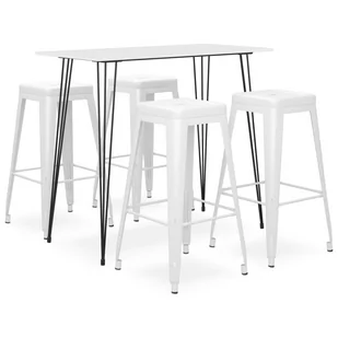 vidaXL 5-częściowy zestaw mebli barowych, biały - Stoły z krzesłami - miniaturka - grafika 1